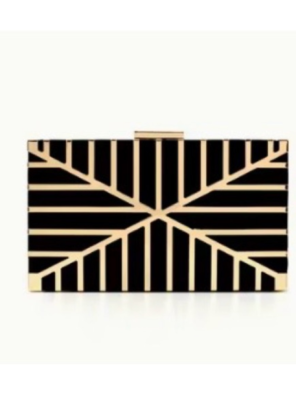 Black and Gold Geometric Box Clutch - Women Bags